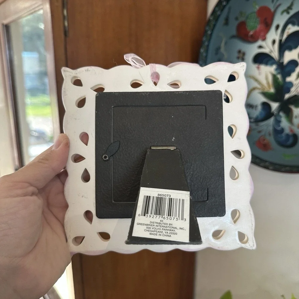 VTG New Ceramic Square Scalloped Picture Photo Frame 3x3